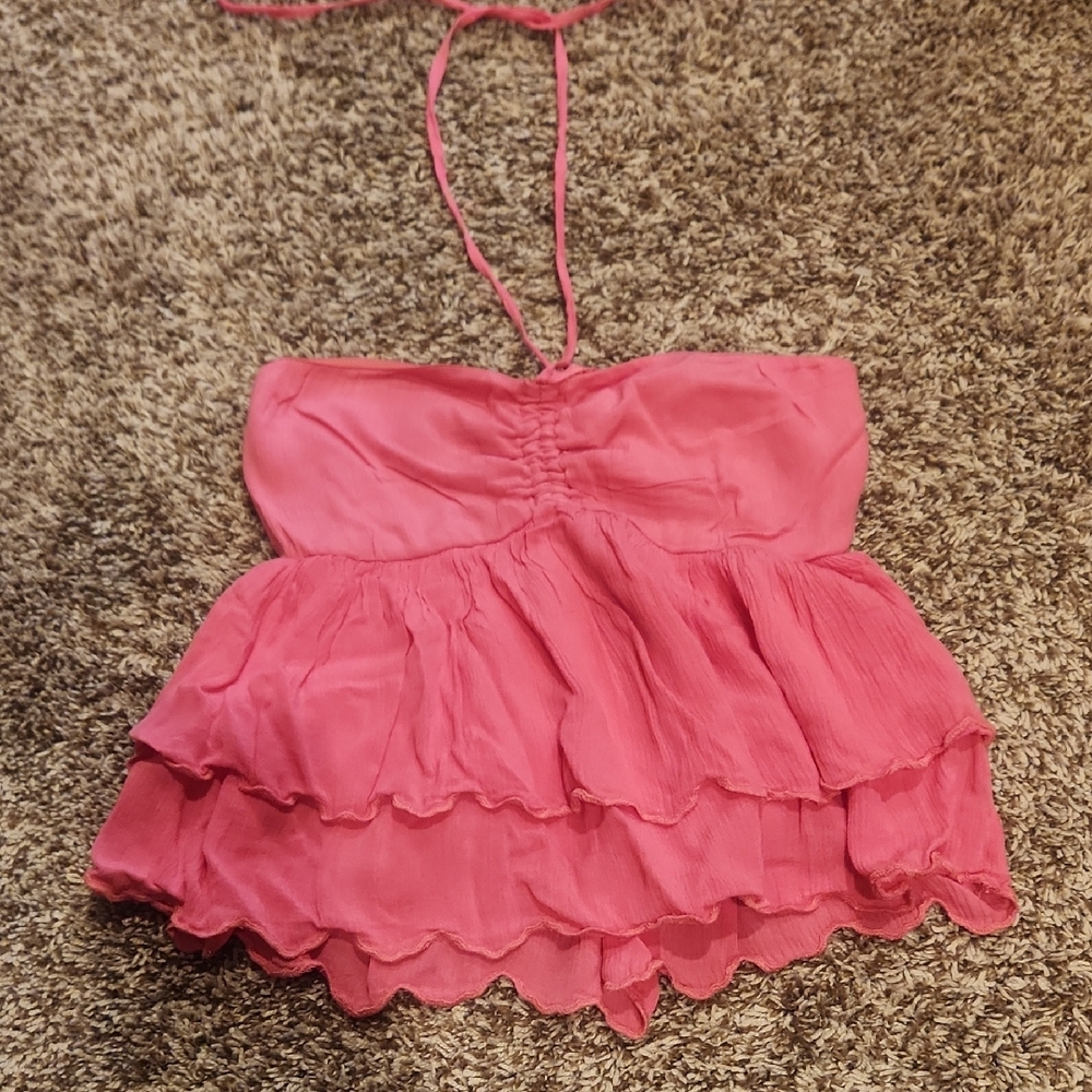 Hollister Pink Ruffled Camisole Top